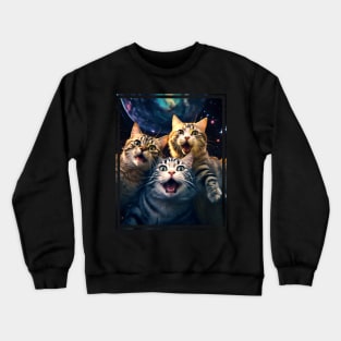 Funny Cat Moon Selfie Cute Kitten Crewneck Sweatshirt